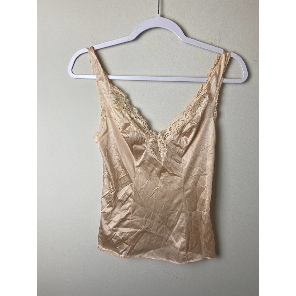 VTG Vassarette Beige Lace Tank Top SZ 32 - Picture 2 of 6